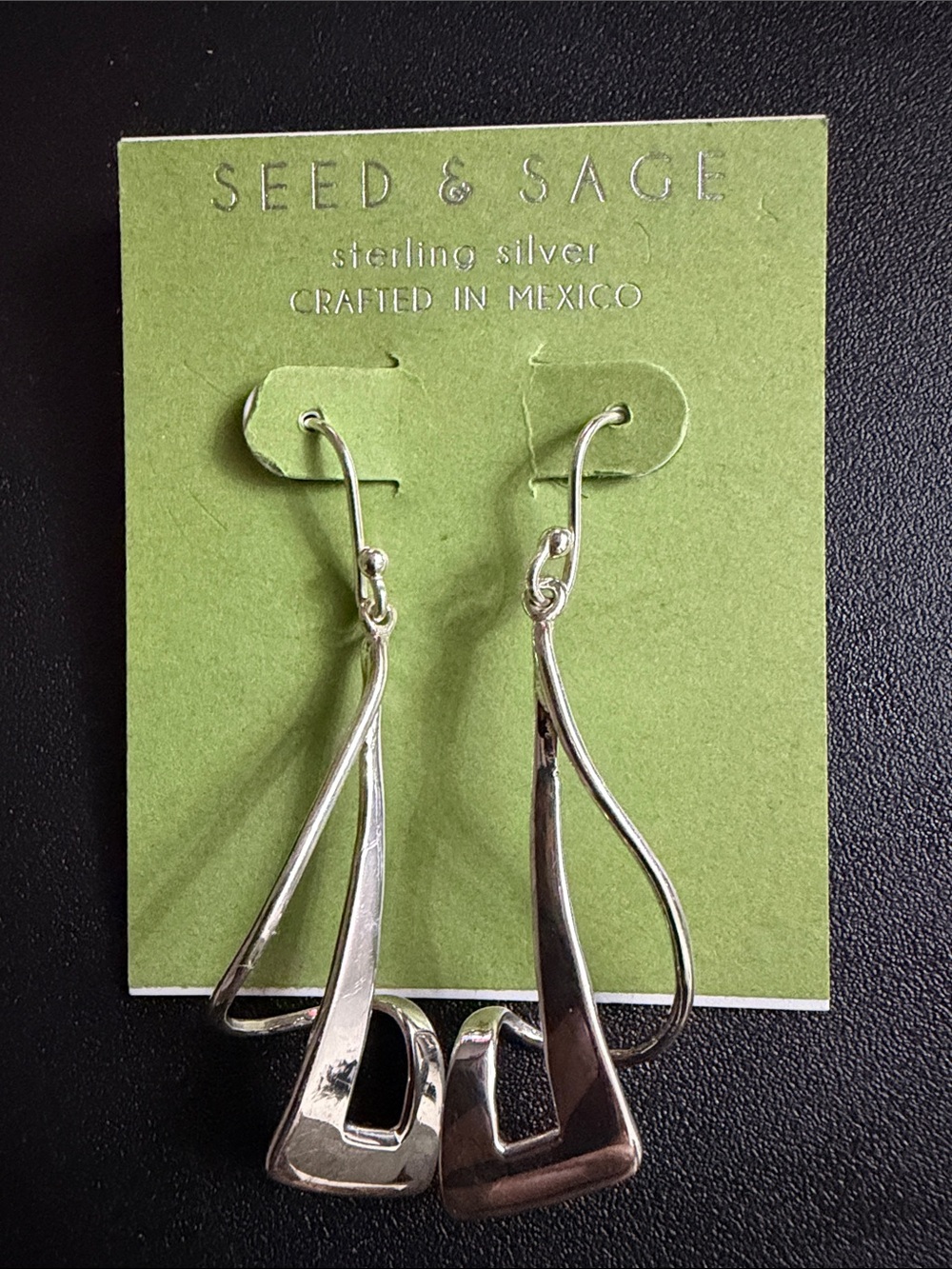 Seed & Sage Sterling Silver Sculptural Drop Earrings - Silver